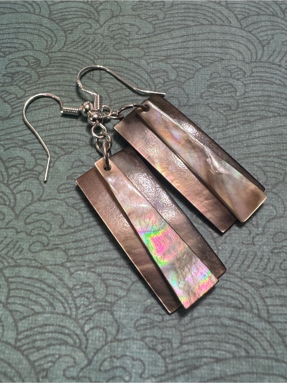 MOTHER OF PEARL AND STERLING SILVER EARRINGS